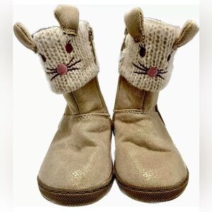 Koala Kids Bunny Knit Cuff Boots – Size 5 Toddler – Beige/Gold Winter Boots